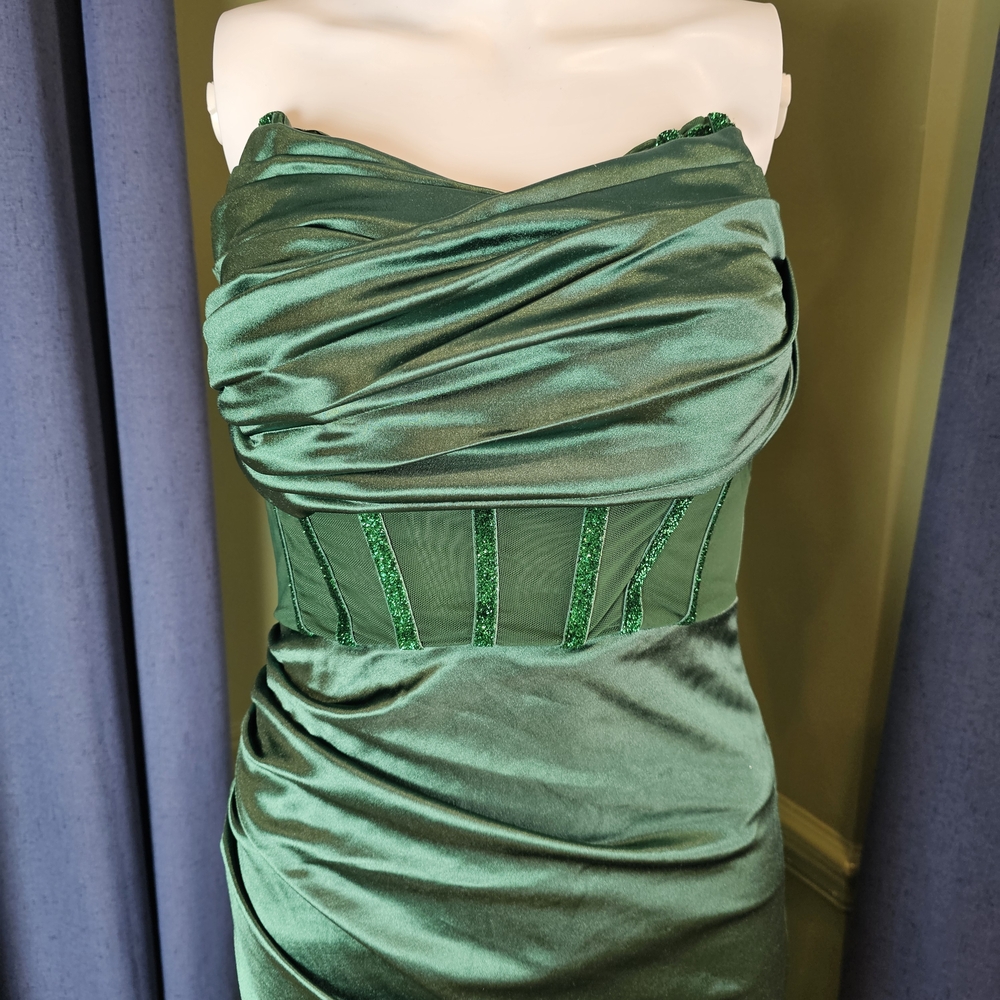 NEW Emerald Green Ruched Corset Mermaid Prom Dress - Women's Small